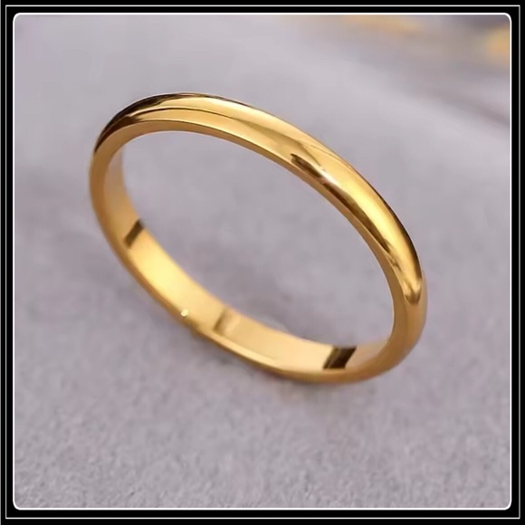 GOLD SIMPLE MINIMALIST PROMISE ENGAGEMENT WEDDING BAND RING - Picture 2 of 7